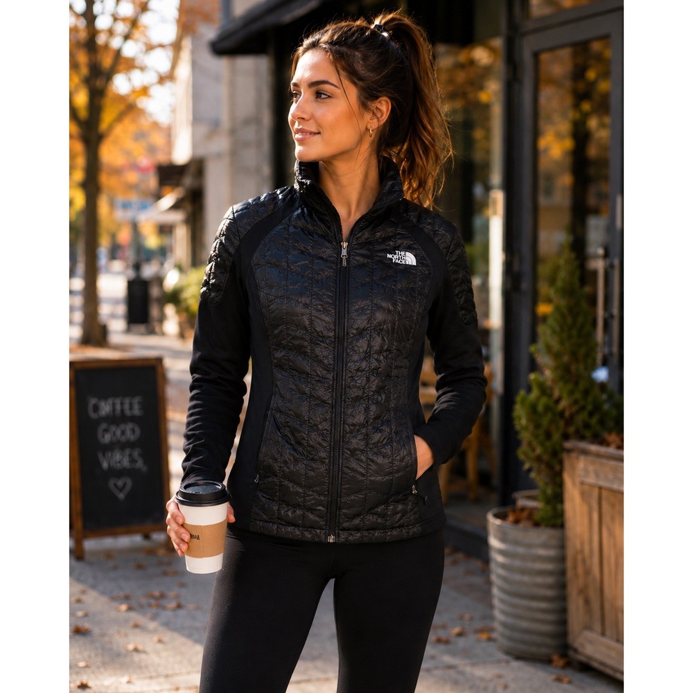 The North Face Momentum ThermoBall Hybrid Quilted Jacket Black Full Zip Sz M